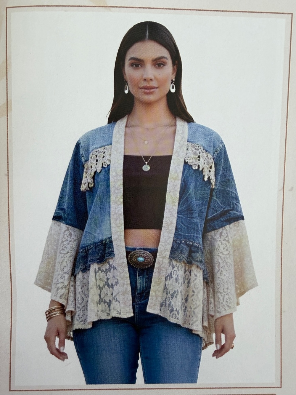 Young Threads Patchwork Lace Kimono & Pant Set S NWOT - Picture 2 of 8